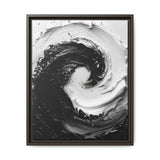 Monochrome Elegance: Abstract Swirl Paint Art Print on Fine Paper