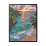 Tropical Serenity at Golden Hour - Vibrant Beach Art Print