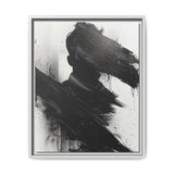 Abstract Brushwork Contrast - Bold Black on Gray Fine Art Print