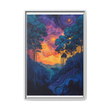 Galactic Enchanted Forest Art Print - Bioluminescent Trees & Stars