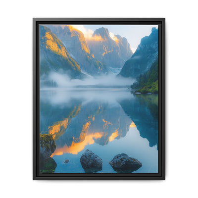 Golden Hour Tranquility: Mountain Lake Art Print