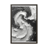 Monochrome Yin-Yang Swirls: Abstract Impasto Art Print