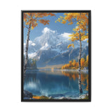 Golden Hour Serenity: Majestic Mountains & Misty Lake Art Print