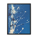 Blue Essence Abstract - Pollock-Inspired White Splatter Art Print