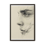 Japandi Minimalist One-Line Portrait Art - Monochrome Ink on Canvas