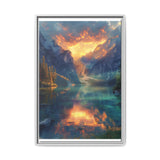 Golden Hour Majesty: Serene Lake & Mountain Landscape Print