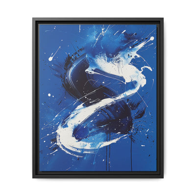 Pollock-Inspired Abstract White on Blue - Contemporary Art Print