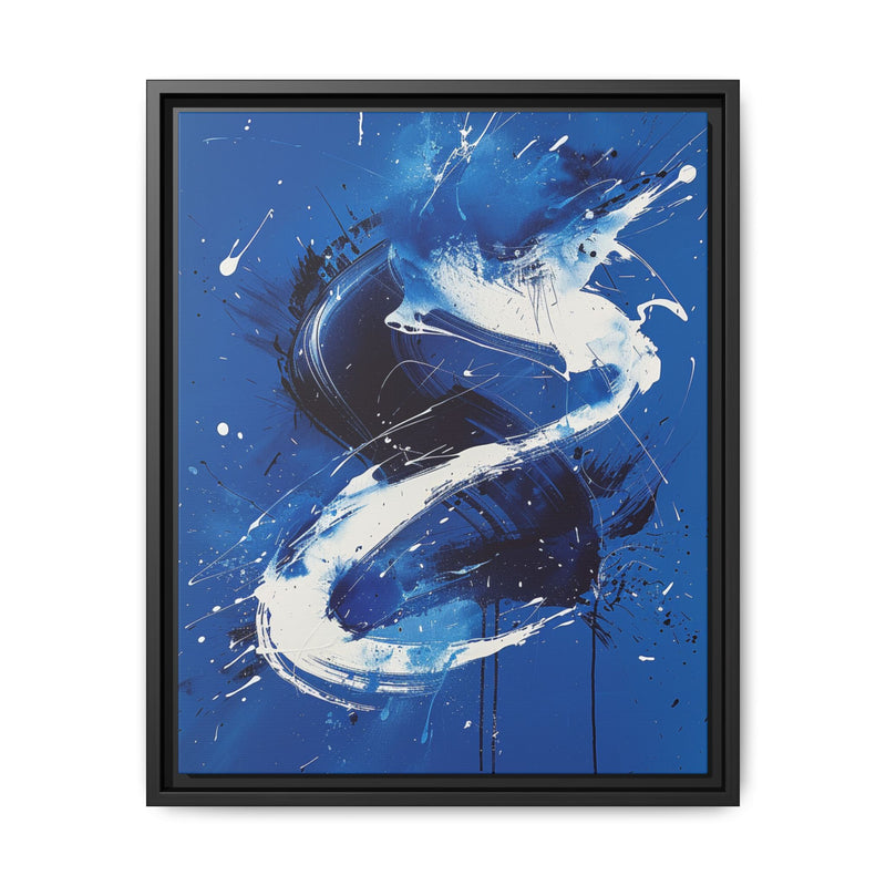 Pollock-Inspired Abstract White on Blue - Contemporary Art Print