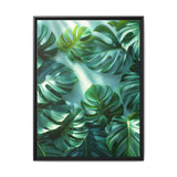 Floating Monstera Leaves Art Print - Serene Nature Illustration