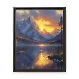 Golden Hour Serenity: Majestic Mountains & Misty Lake Print