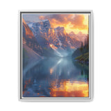 Golden Hour Majesty: Serene Lake and Mountain Canvas Print