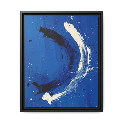 Pollock-Inspired Abstract Chaos on Blue - Premium Art Print