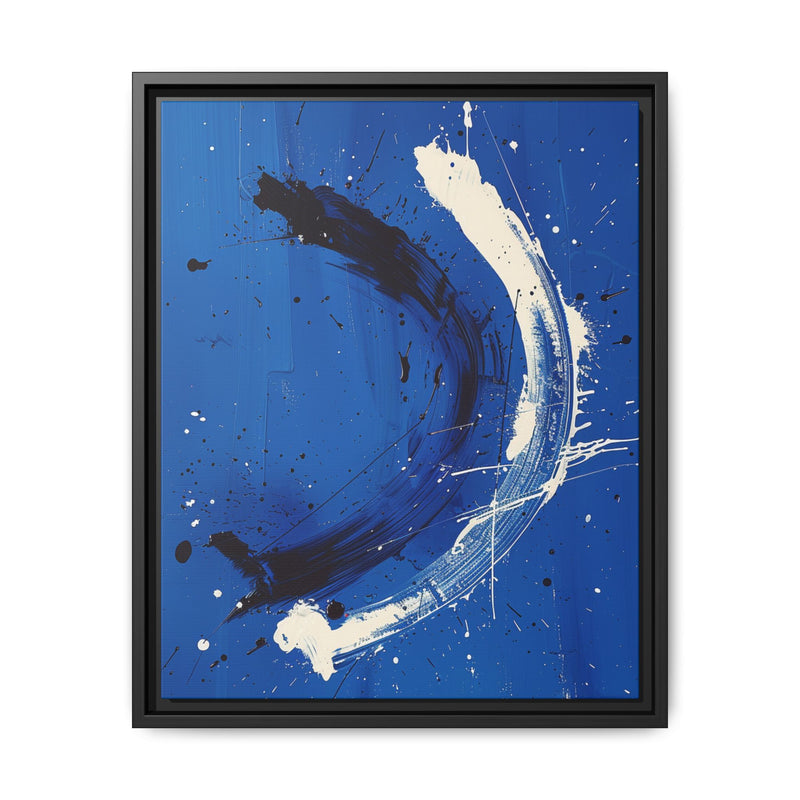 Pollock-Inspired Abstract Chaos on Blue - Premium Art Print