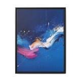 Pollock-Inspired Abstract White Splatter on Blue - Museum Grade Print