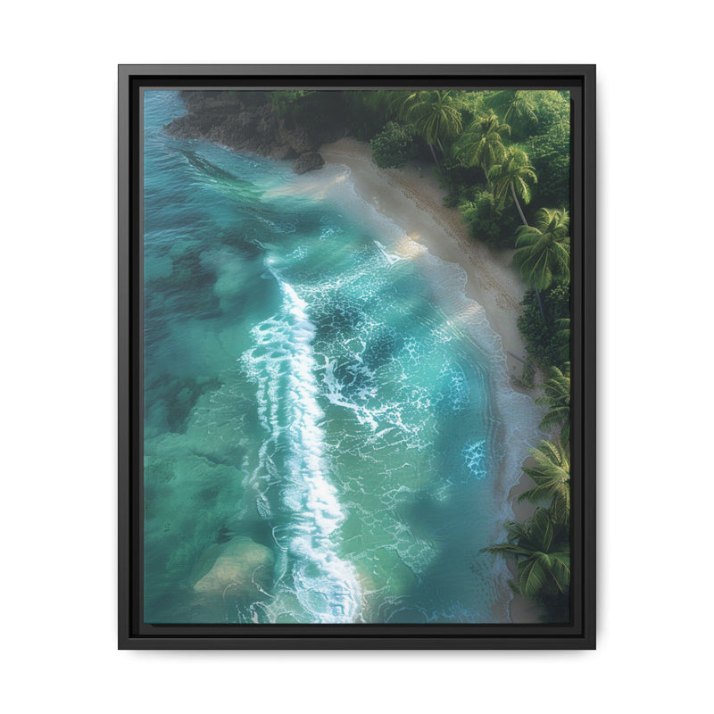 Golden Hour Tropical Haven: Aerial Beach Art Print