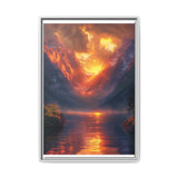 Golden Hour Serenity: Majestic Mountain & Lake Art Print