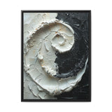 Modern Yin-Yang Impasto Swirl Art - High Contrast Monochrome Print