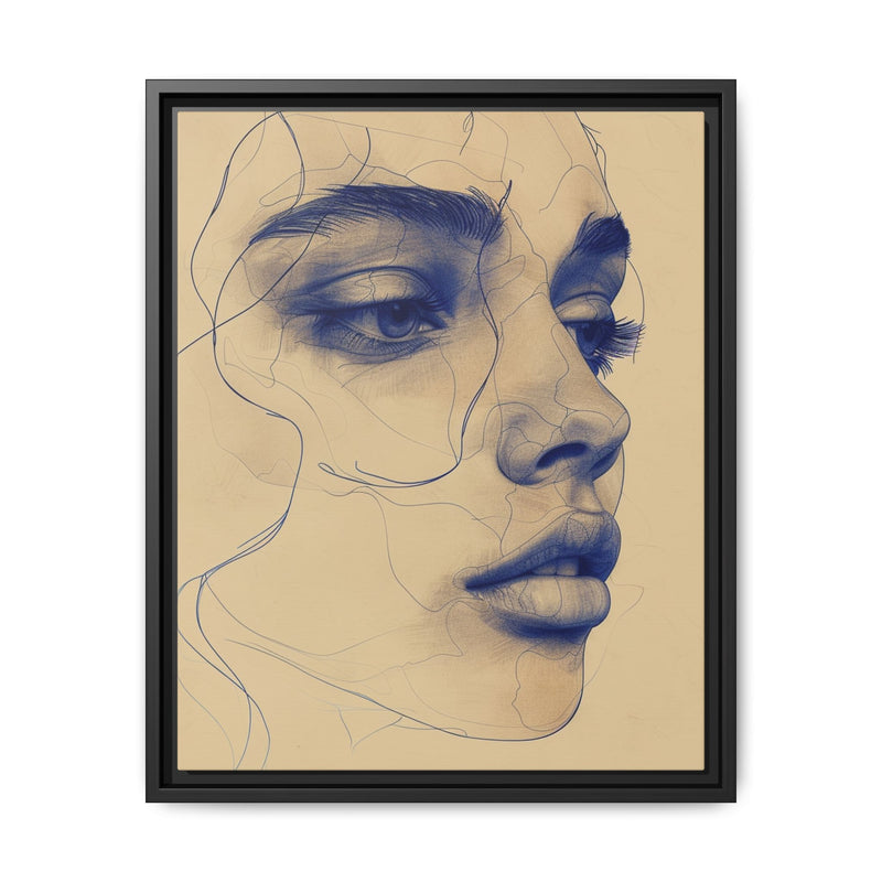 Japandi Minimalist One-Line Art - Monochrome Ink Portrait Print