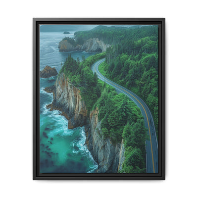 Coastal Serenity: BC Highway Aerial View - Premium Wall Art Print