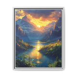 Golden Hour Serenity: Mountains & Mist - Premium Art Print
