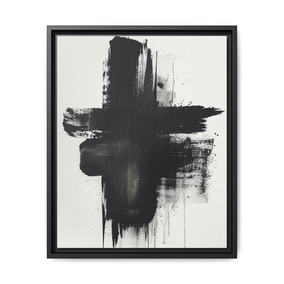 Abstract Dynamic Brush Stroke Art - Black & White Canvas Print