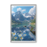 Golden Hour Tranquility - Majestic Mountains & Misty Lake Art