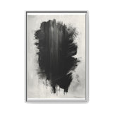 Abstract Elegance: Bold Black Strokes on Light Gray - Fine Art Print