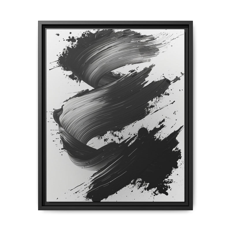Monochrome Elegance: Dynamic Abstract Brush Stroke Art Print