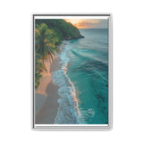 Tropical Serenity at Golden Hour - Vibrant Beach Aerial View Print