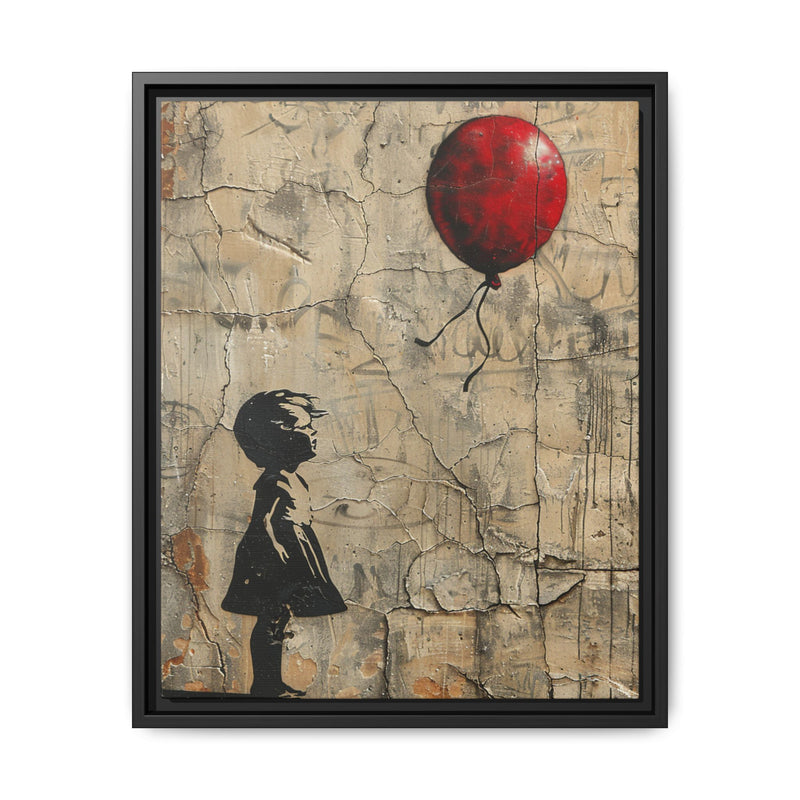 Urban Innocence: Child with Red Balloon - Banksy-Style Art Print