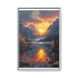 Golden Hour Serenity: Majestic Mountains & Crystal Lake Art Print