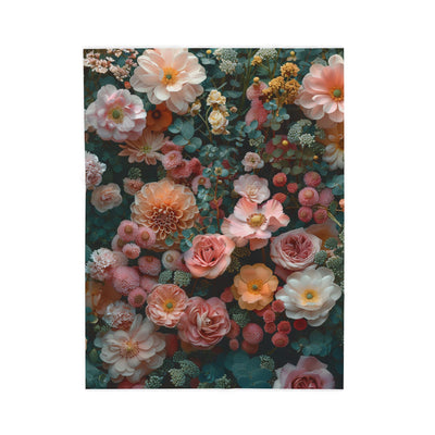 Vintage Floral Elegance Velveteen Blanket - Soft Sage & Pink