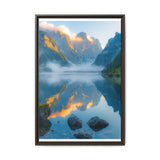 Golden Hour Tranquility: Mountain Lake Art Print
