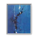 Pollock-Inspired White on Blue Abstract Art - Museum Grade Print