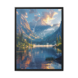 Golden Hour Serenity: Majestic Mountains & Misty Lake Art Print