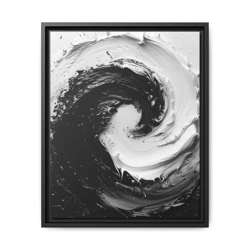 Monochrome Elegance: Abstract Swirl Paint Art Print on Fine Paper