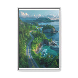 Coastal Serenity: BC Highway Aerial View - Premium Art Print