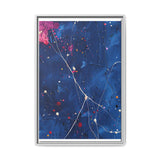 Jackson Pollock-esque Abstract White on Blue Art Print