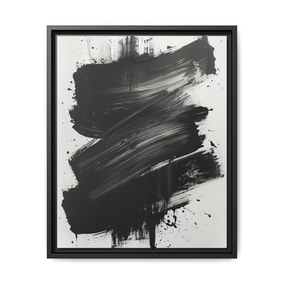 Dynamic Abstract Brushstrokes - Bold Black & White Canvas Art Print