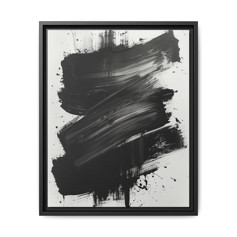 Dynamic Abstract Brushstrokes - Bold Black & White Canvas Art Print