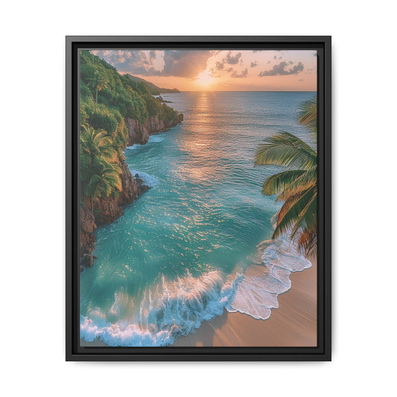 Tropical Serenity at Golden Hour - Vibrant Beach Art Print