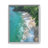 Tropical Serenity: Golden Hour Beach Aerial - Premium Art Print