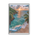 Tropical Serenity at Golden Hour - Vibrant Beach Art Print
