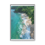 Tropical Serenity: Golden Hour Beach Aerial - Premium Art Print
