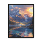 Golden Hour Serenity: Majestic Mountains & Misty Lake Print