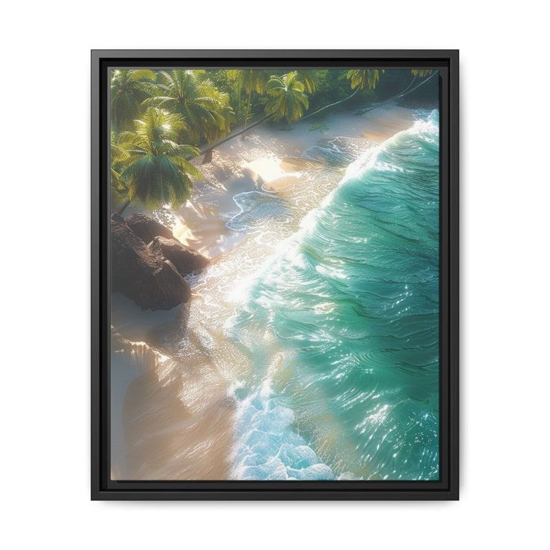 Tropical Serenity: Golden Hour Aerial Beach - Museum Grade Print