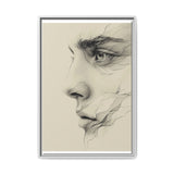 Japandi Minimalist One-Line Portrait Art - Monochrome Ink on Canvas