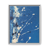Blue Essence Abstract - Pollock-Inspired White Splatter Art Print