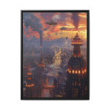 Twilight Steampunk Cityscape: Copper Gears & Airship Elegance Print