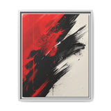 Abstract Chaos: Red & Black Brushstrokes on White - Premium Art Print